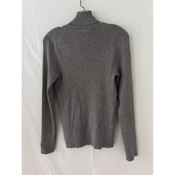 Chico's Womens Gray Ribbed Knit Long Sleeve Turtleneck Top Size 1 - Picture 3 of 3